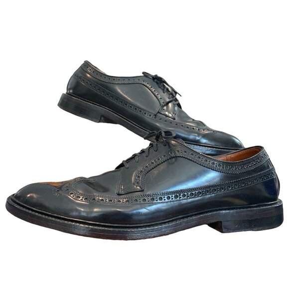 VTG Bass Black DuPont Corfam Brogue Longwing Wingtip V-Cleat Derby Shoe Men 12AA main image 7